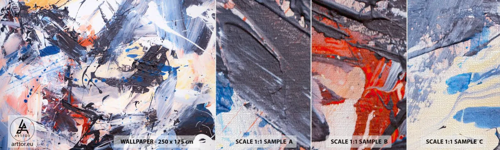 Provbit av fototapet Premium Canvas - Abstraktionen galna dans - Abstraktion, Bit, Målning - 100x30 cm