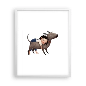 Affisch i vit ram - Bästa vänner - 40x50 cm