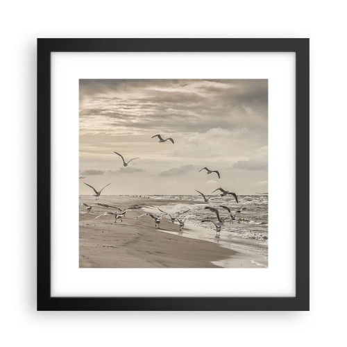 Affisch i svart ram - Havets brus, fågelsång - 30x30 cm