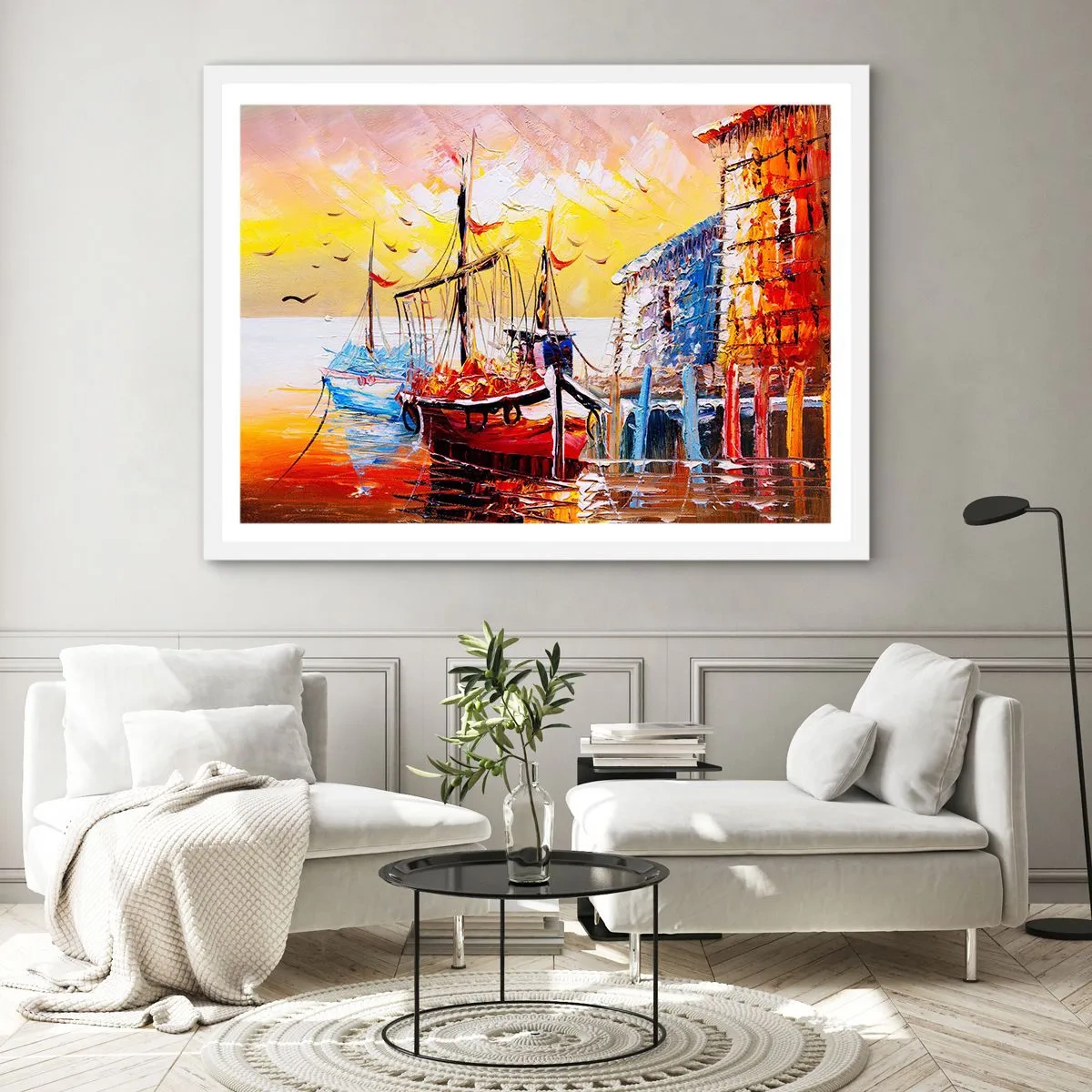 Affisch i vit ram - Lycklig återresa - 100x70 cm