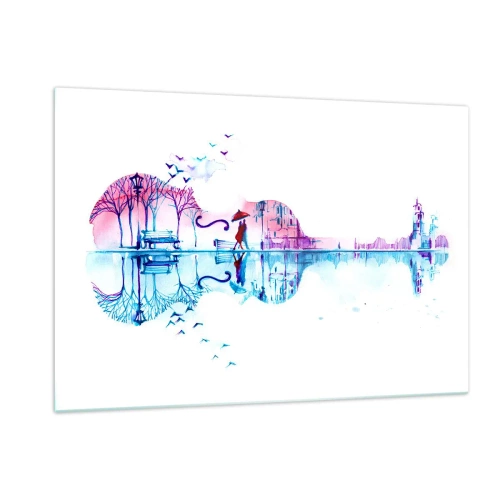 Glastavla - Bild på glas - Regnmusik - 120x80 cm
