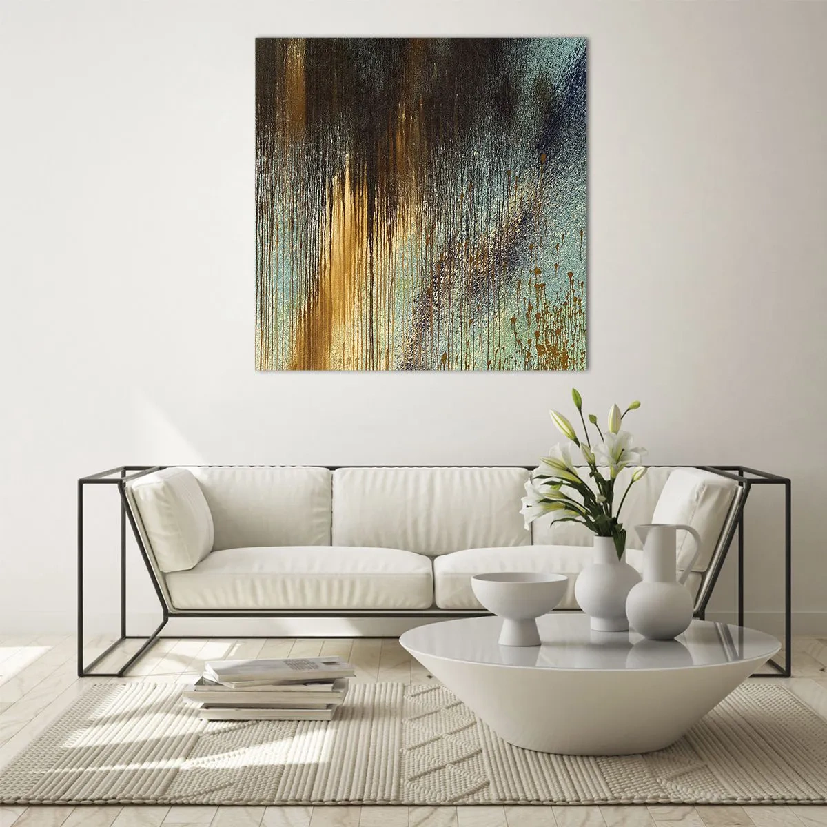 Glastavla - Bild på glas - En oavsiktlig färgglad komposition - 40x40 cm