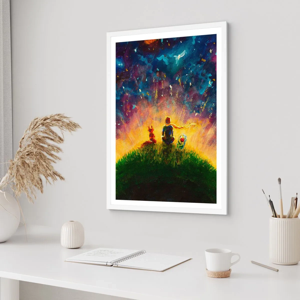 Affisch i vit ram - Kärlek och vänskap - hela världen - 50x70 cm