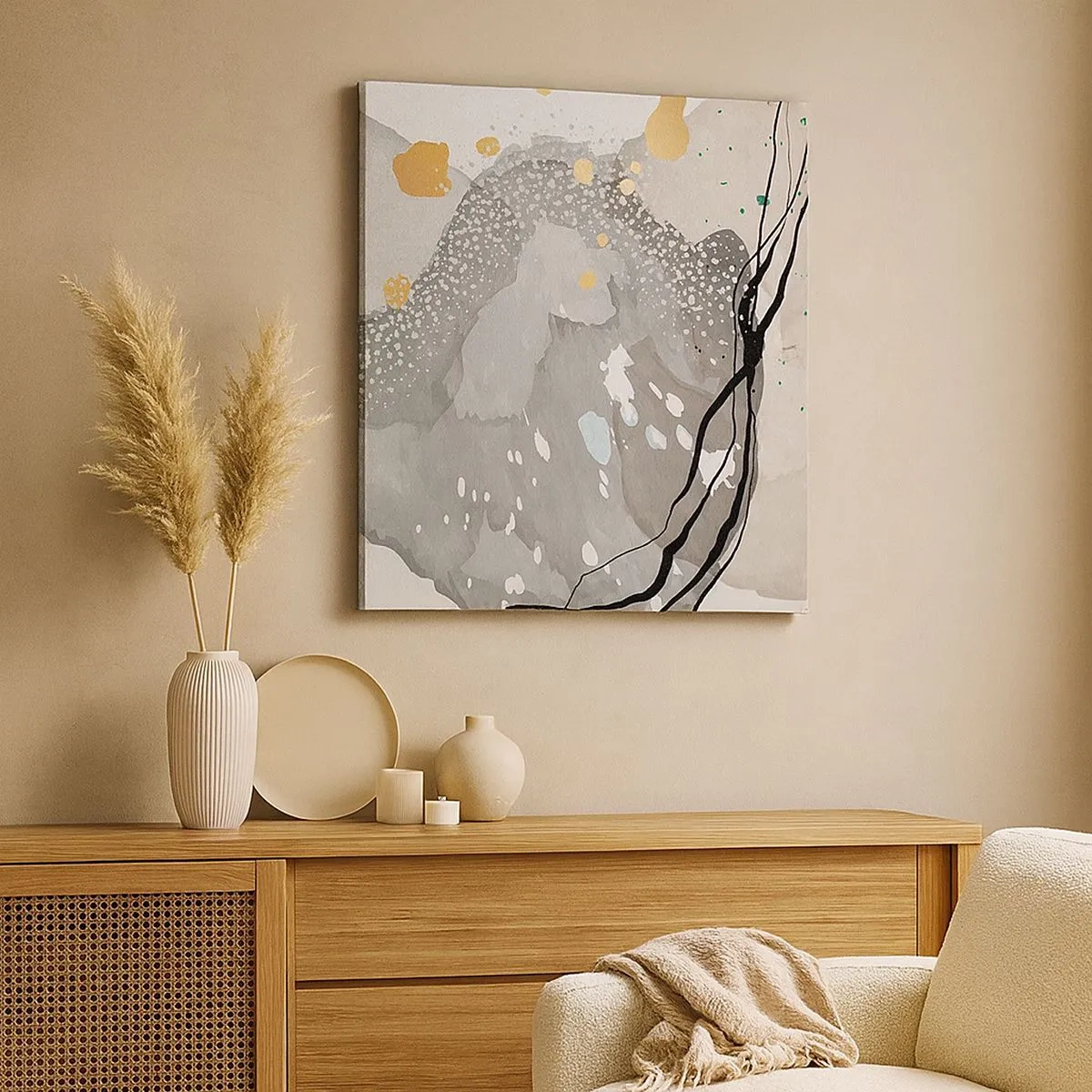 Canvastavla - Bild på duk - Organisk komposition - 30x30 cm