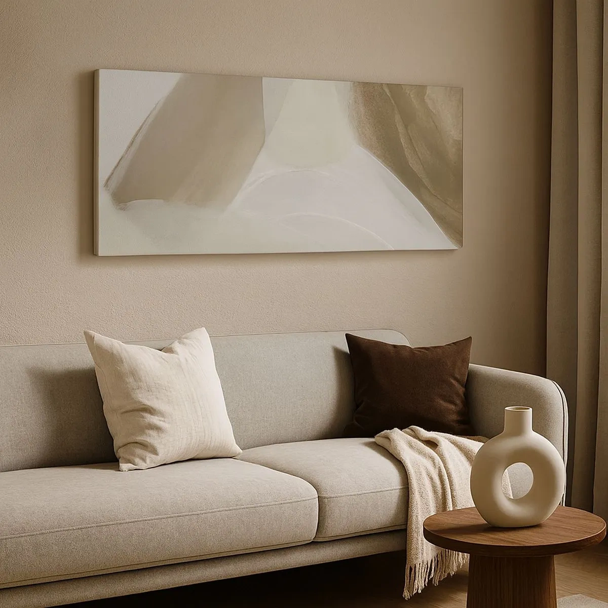 Canvastavla - Bild på duk - Våg av vitt - 100x40 cm