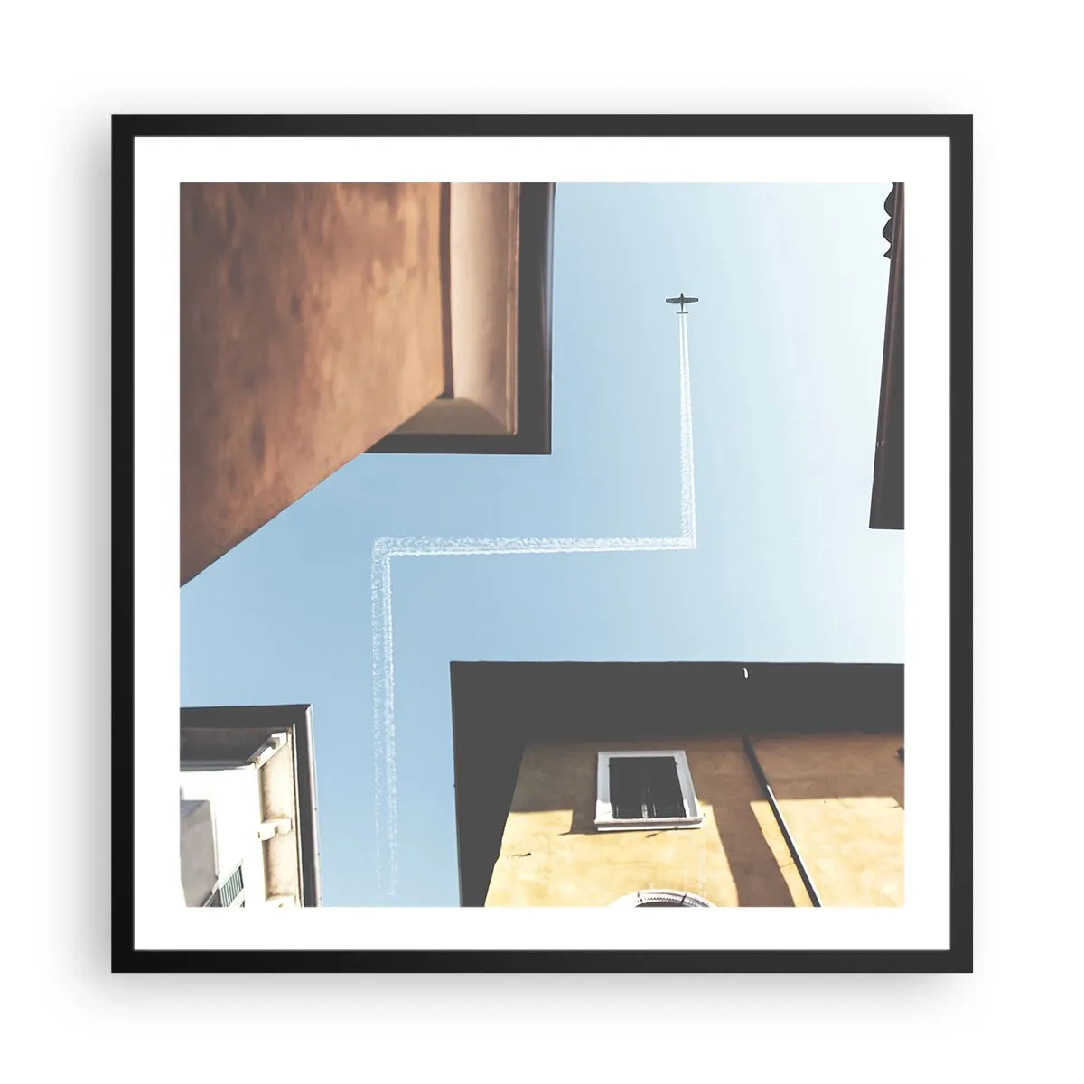 Affisch i svart ram - Ovanför stadens labyrint - 60x60 cm