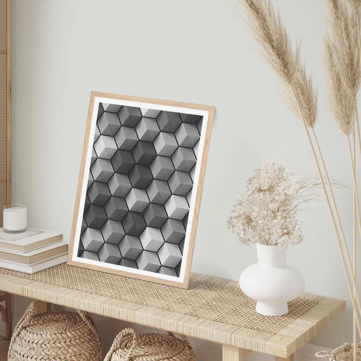 Affisch i ram av ljusek - Kubistiskt pussel - 70x100 cm