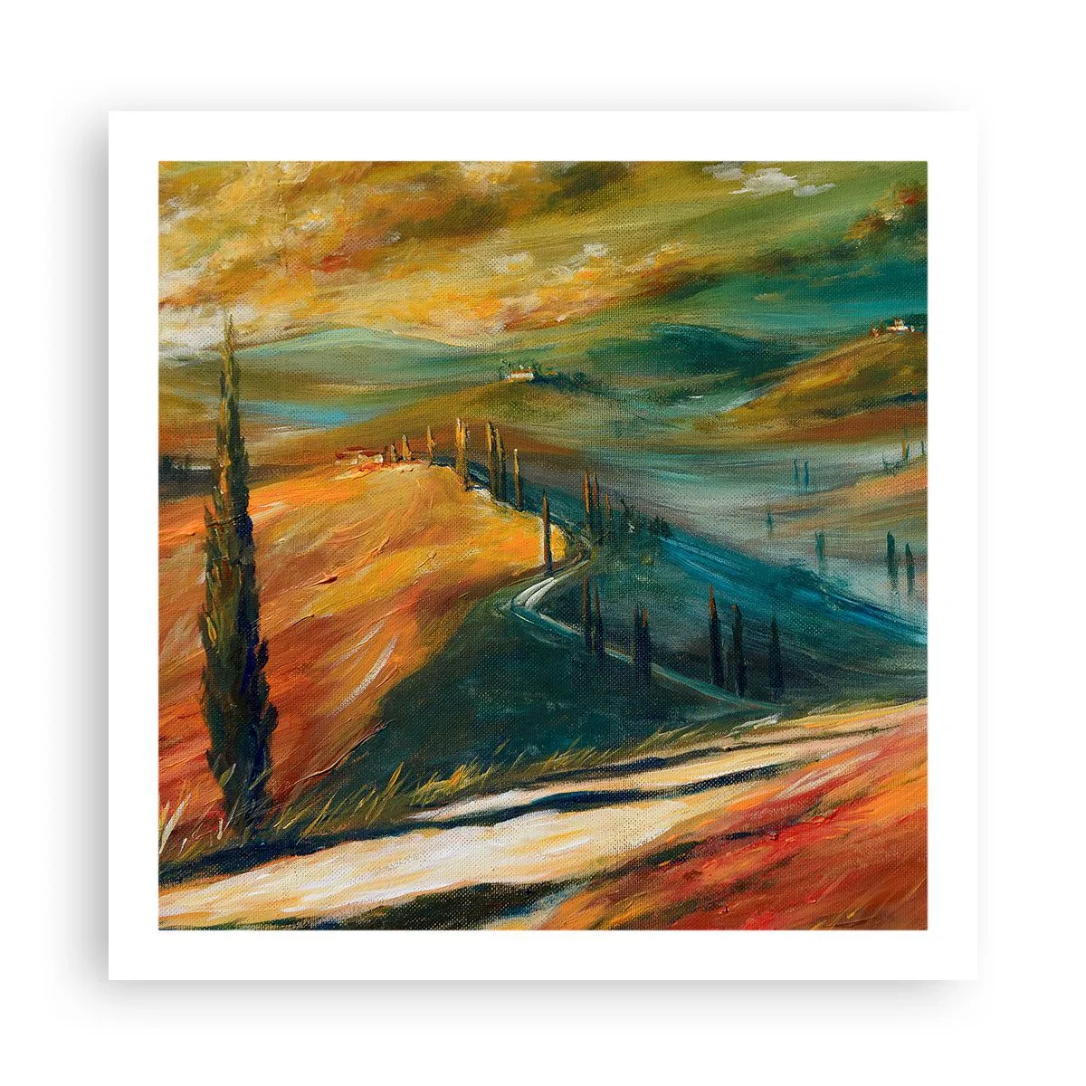 Affisch - Toskanskt landskap - 60x60 cm