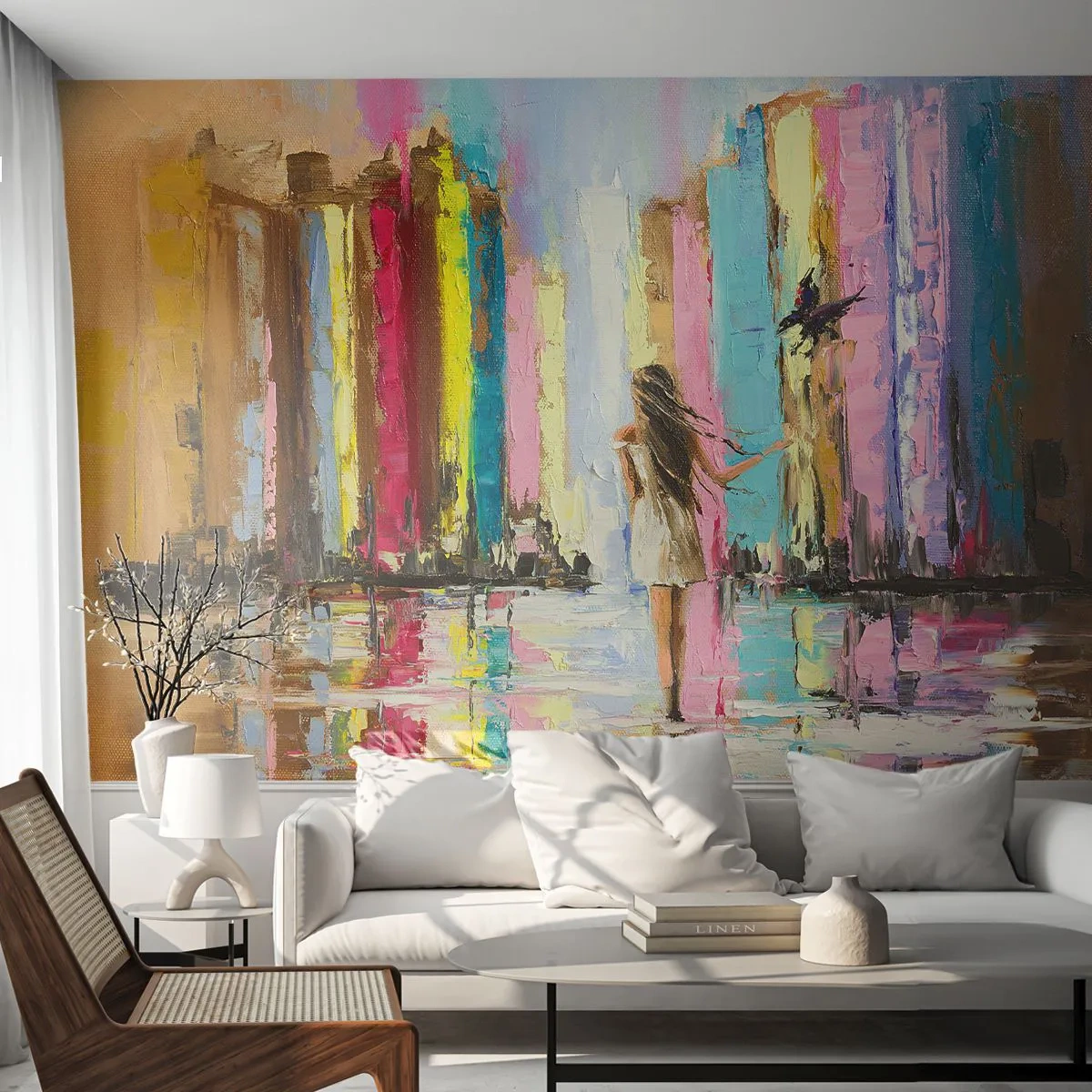 Fototapet Premium Canvas - Kom med mig - Abstraktion, Flicka, Kvinna - 450x315 cm