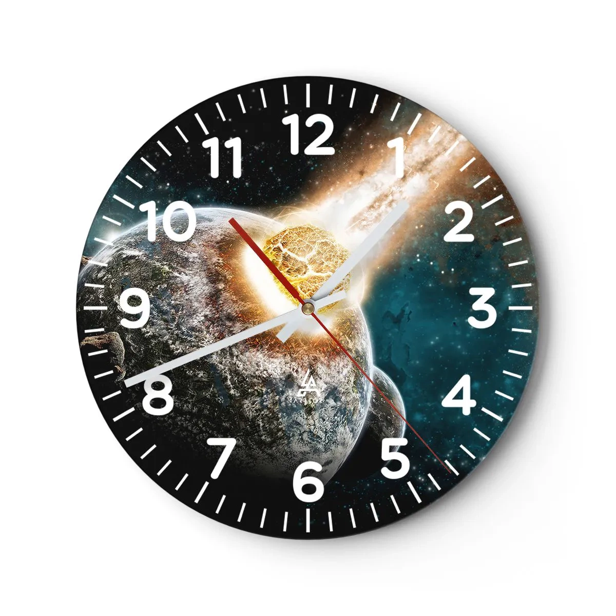 Väggklocka - Klocka på glas - Förödelse eller födsel? - 40x40 cm