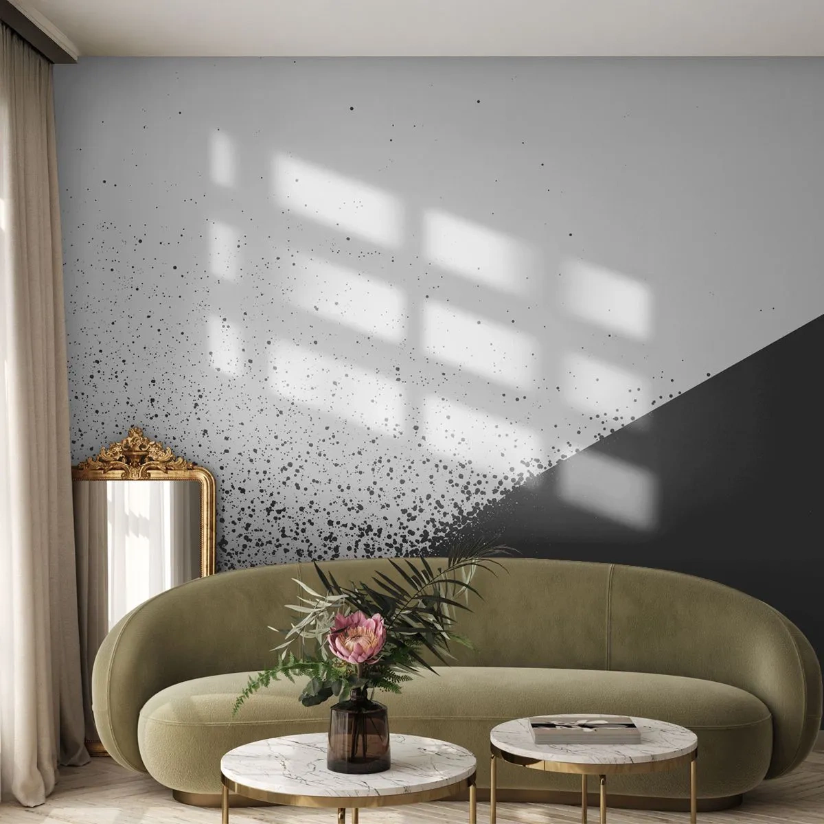 Fototapet Premium Sand - Snabbare, mer - Abstraktion, Grafik, Svartvitt - 350x256 cm