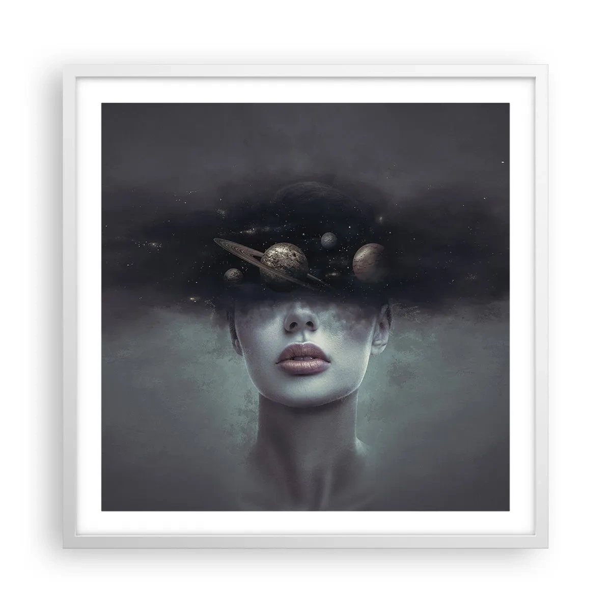 Affisch i vit ram - Och planeterna blir galna... - 60x60 cm