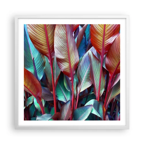 Affisch i vit ram - En färgglad tätskog - 60x60 cm