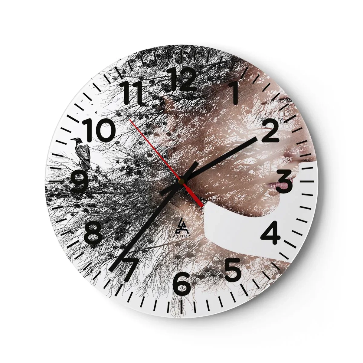 Väggklocka - Klocka på glas - Skogens ande - 30x30 cm