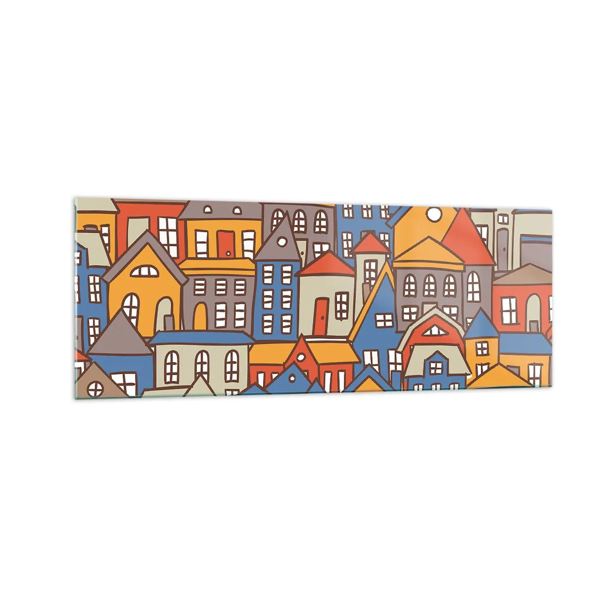 Glastavla - Bild på glas - Hus bakom hus - 140x50 cm