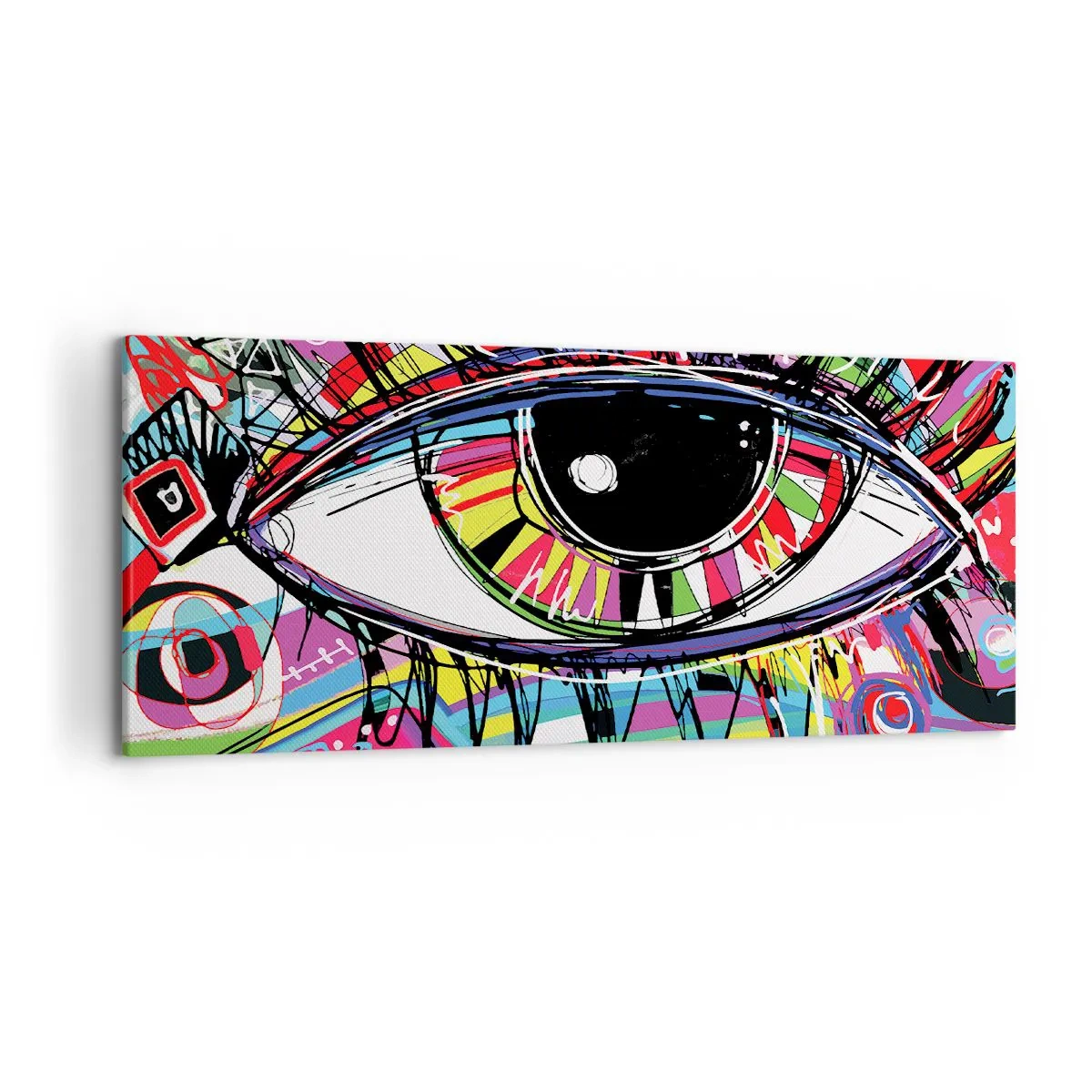 Canvastavla - Bild på duk - Färgglatt öga - färgglad själ - 120x50 cm