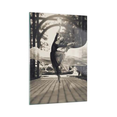 Glastavla - Bild på glas - Trädgårdsandens dans - 50x70 cm