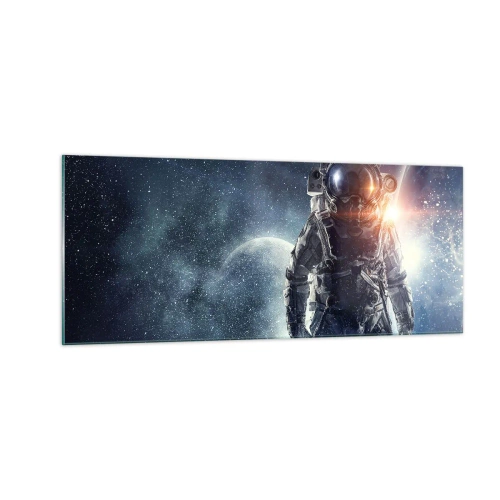 Glastavla - Bild på glas - Äventyr i rymden - 100x40 cm