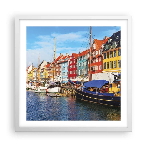 Affisch i vit ram - Glad kaj - 50x50 cm