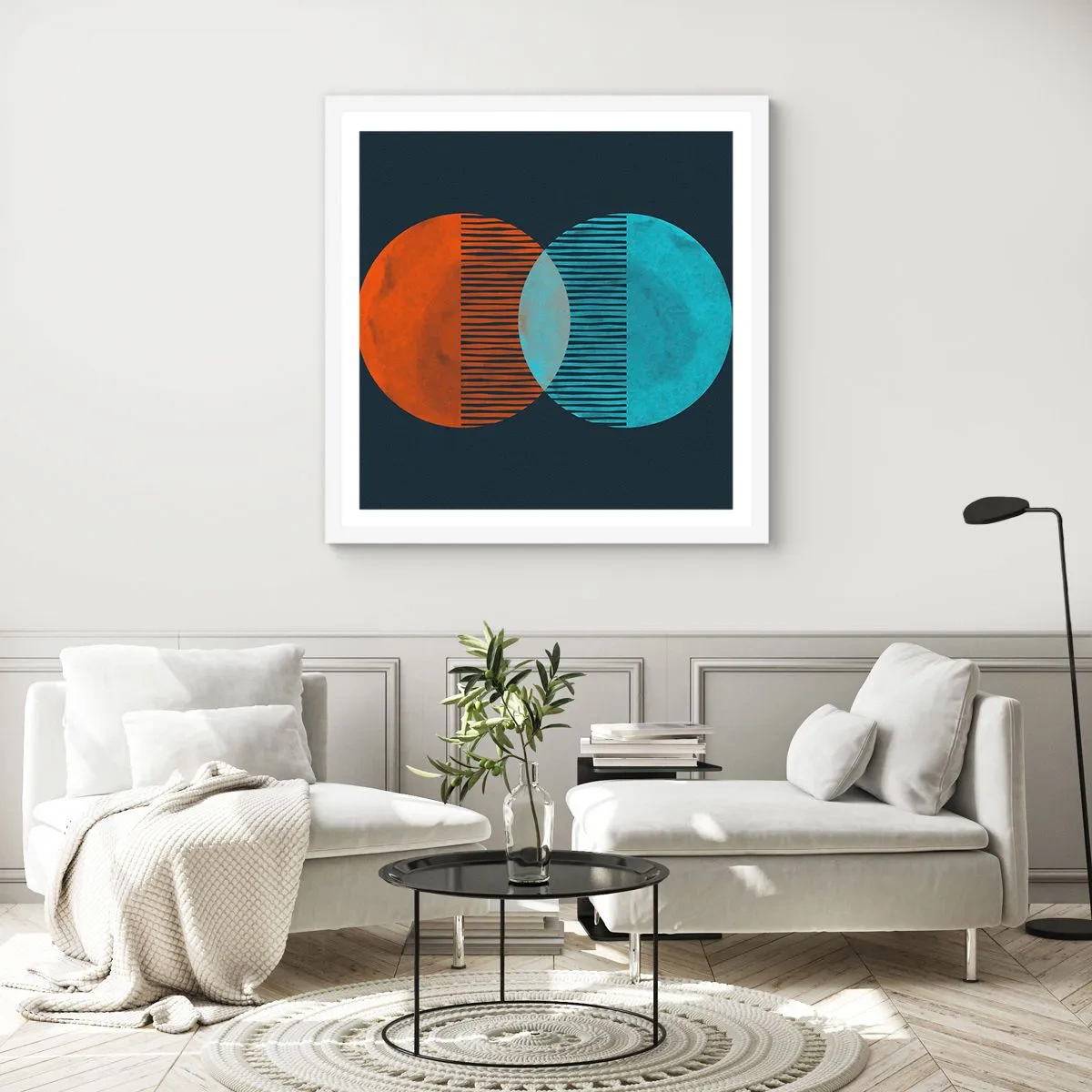 Affisch i vit ram - Astronomisk fantasi - 40x40 cm