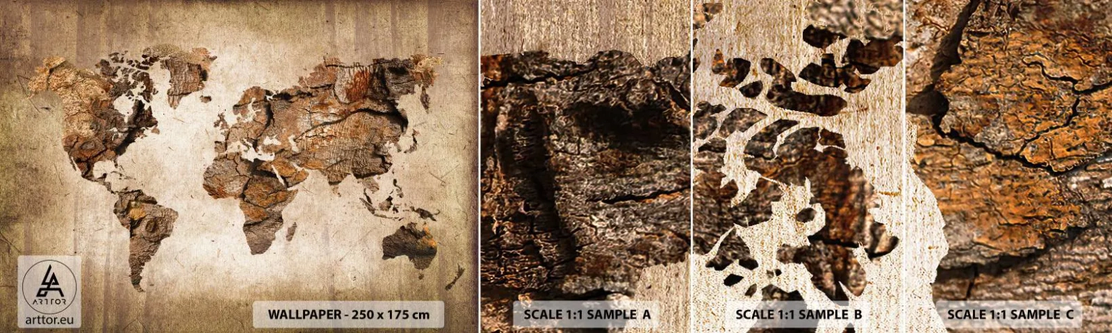 Fototapet Prov Standard Eco - Världsupptäckt - Världskarta, Kontinenter, Resor - 100x30 cm