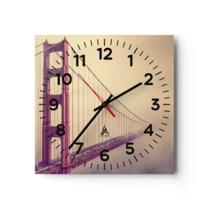 Väggklocka - Klocka på glas - Mellan himlen och jorden - 40x40 cm