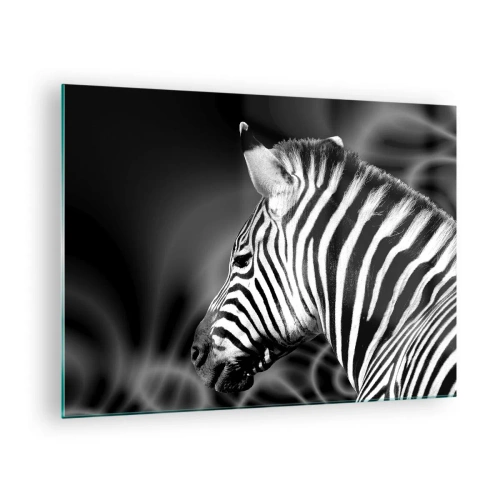 Glastavla - Bild på glas - Zebra i svartvit estetik - 70x50cm - Vit är vit och svart är svart - Modern väggdekoration för vardagsrum och sovrum ARTTOR