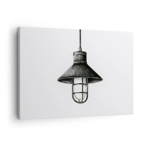 Canvastavla - Bild på duk - Ritning av en retro hängande lampa på vit bakgrund - 70x50cm - Som för många år sedan... - Modern väggdekoration för vardagsrum och sovrum ARTTOR