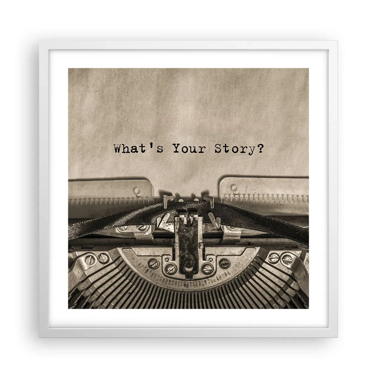 Affisch i vit ram - Svara mig - 50x50 cm