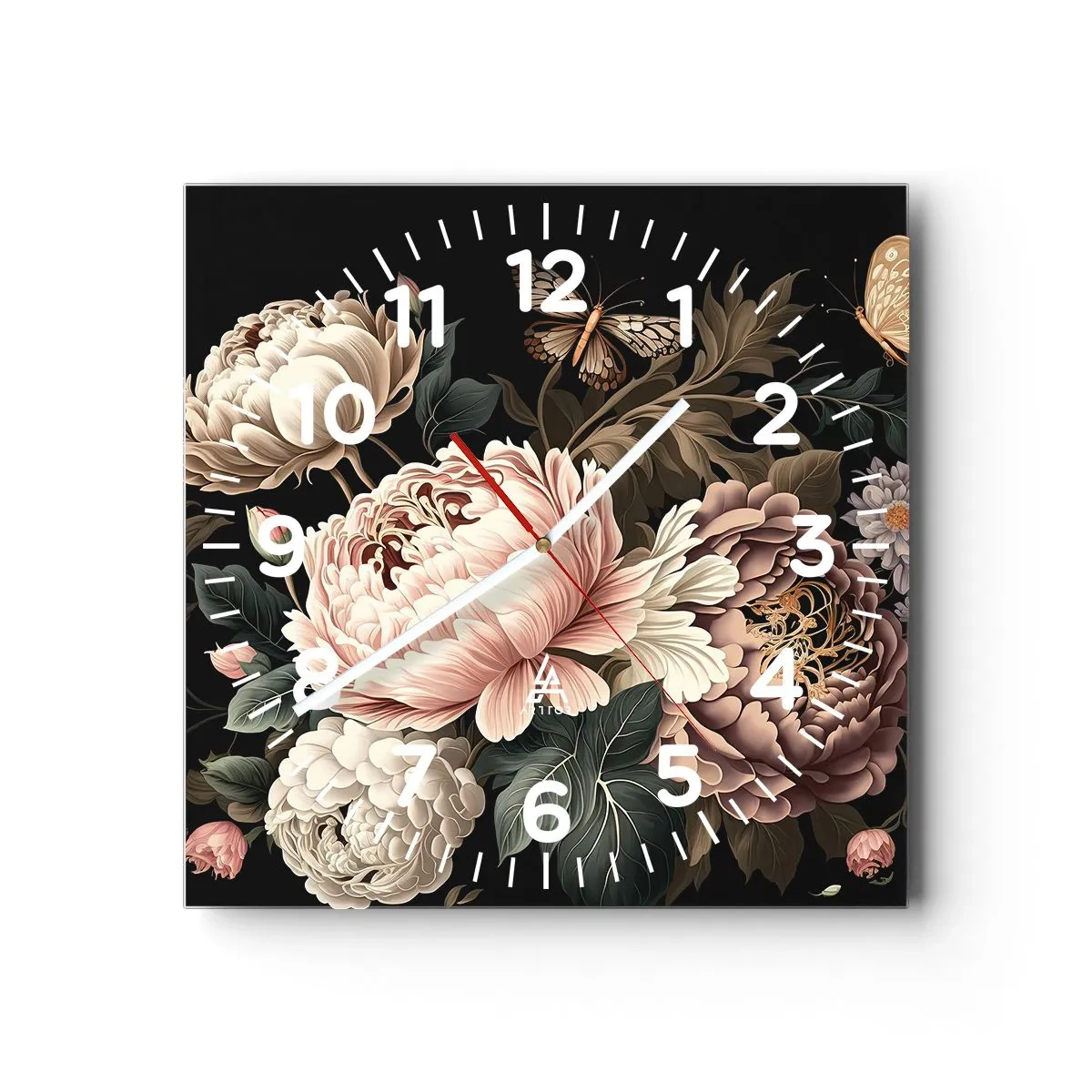 Väggklocka - Klocka på glas - I barockstil - 40x40 cm