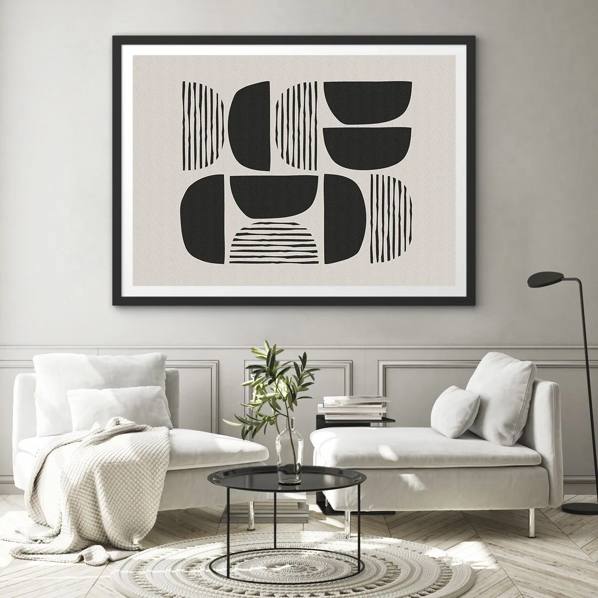Affisch i svart ram - Arrangemang med halvor - 70x50 cm