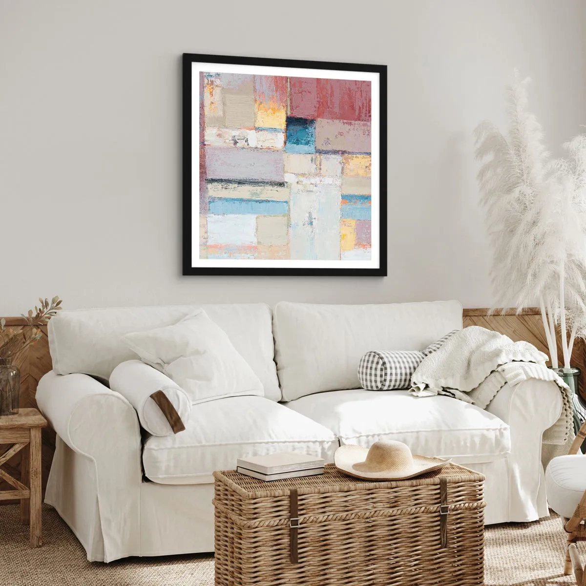 Affisch i svart ram - Geometrins lugn - 60x60 cm