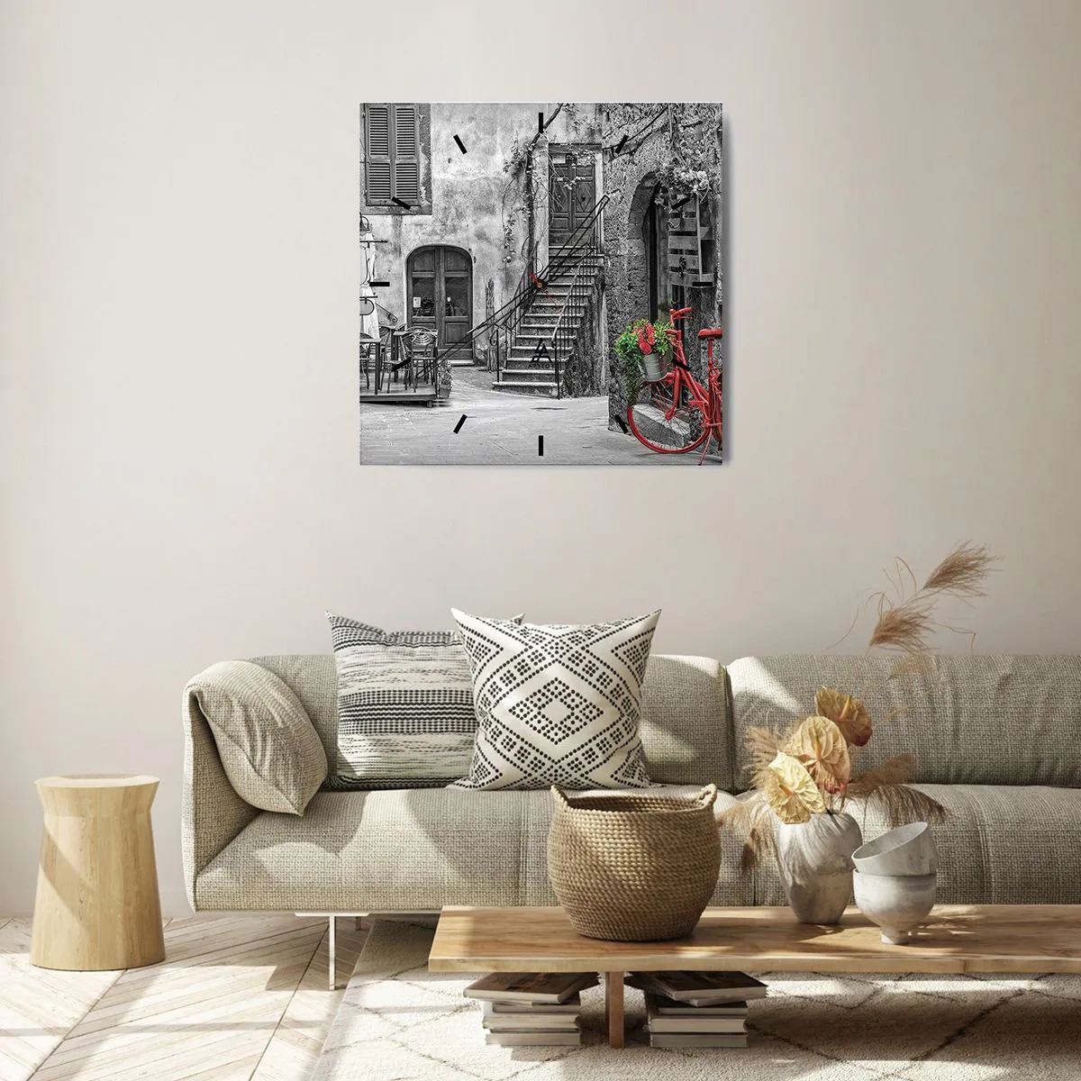 Väggklocka - Klocka på glas - Toskansk hörna - 30x30 cm