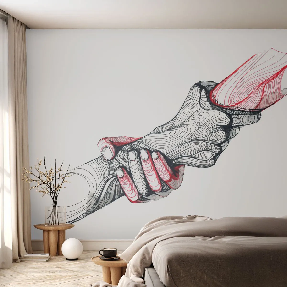 Självhäftande Fototapet Deluxe Sticker - Du är i goda händer - Abstraktion, människor, Hand - 350x256 cm