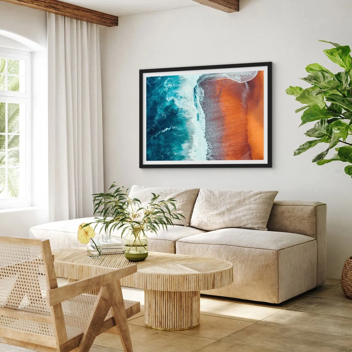 Affisch i svart ram - En touch av havet - 70x50 cm