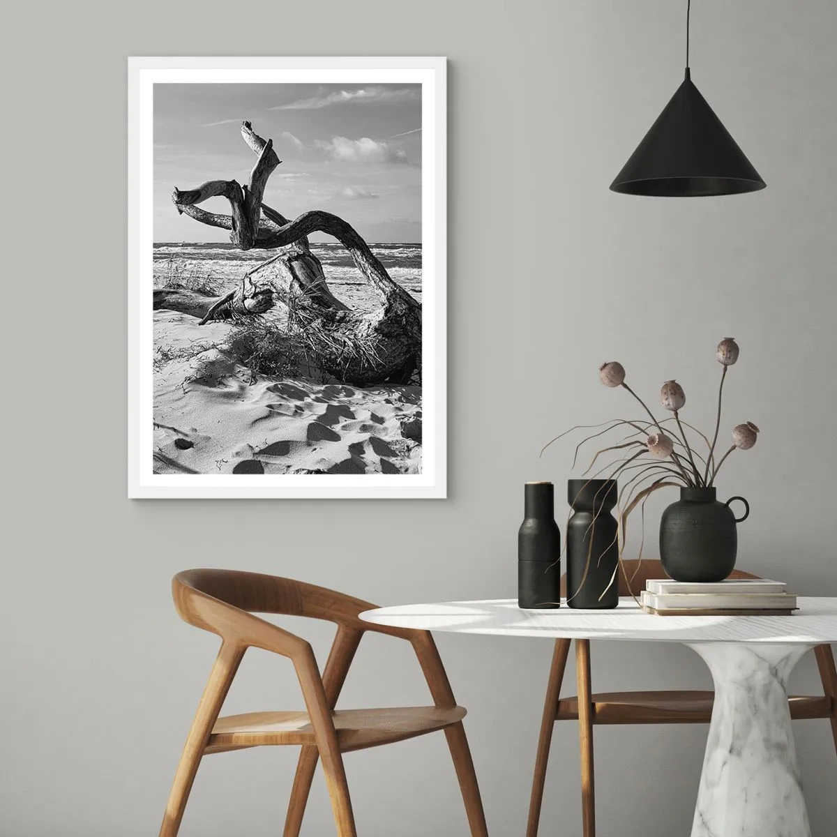 Affisch i vit ram - Havets skulptur - 70x100 cm