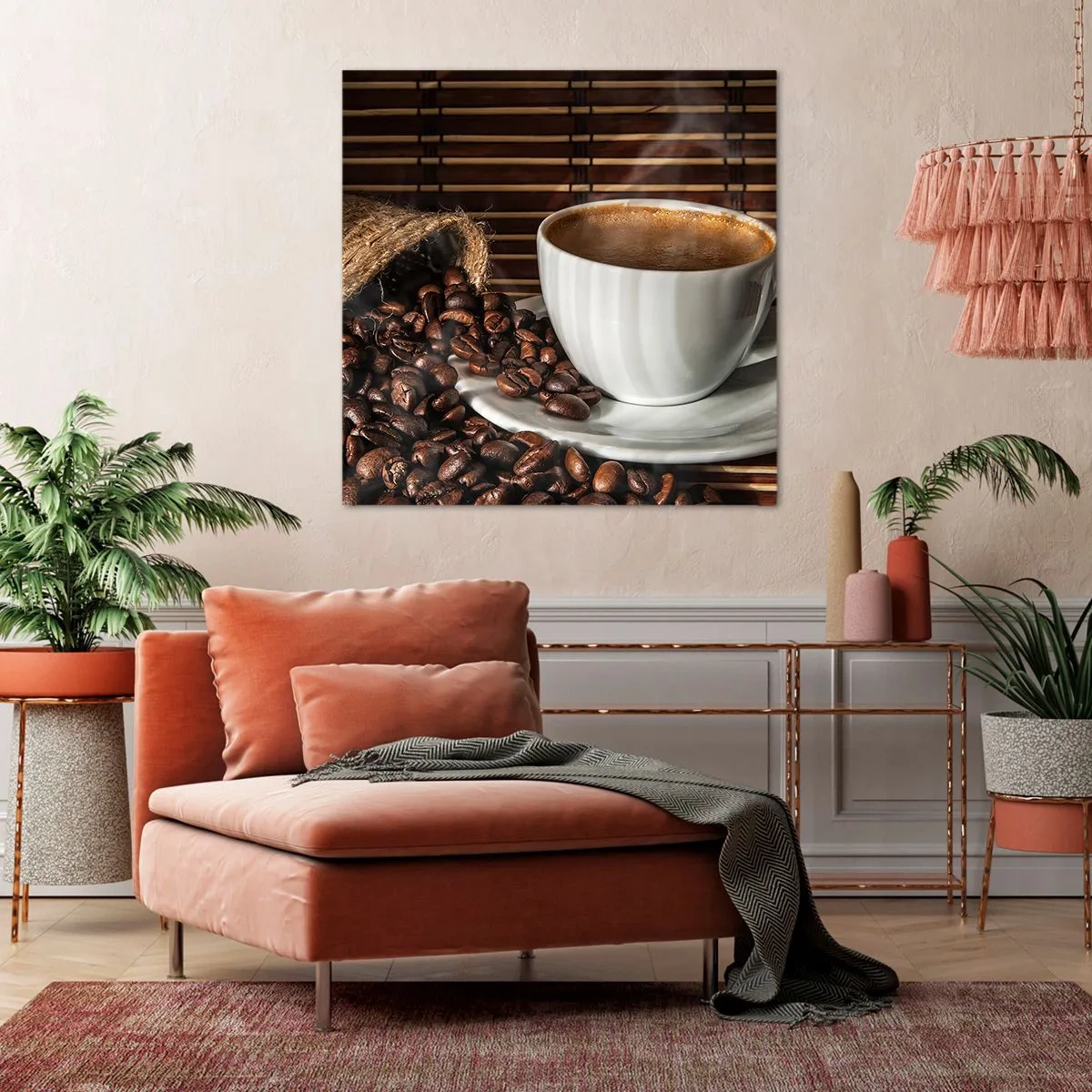 Canvastavla - Bild på duk - Kolets svärta, bärnstenens transparens - 40x40 cm