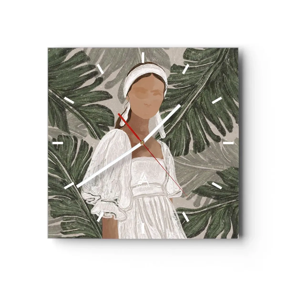Väggklocka - Klocka på glas - Exotiskt porträtt - 40x40 cm
