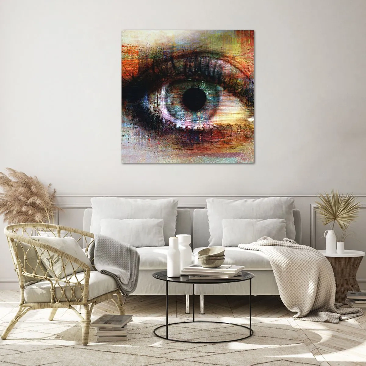 Glastavla - Bild på glas - Man kan titta in i själen - 60x60 cm