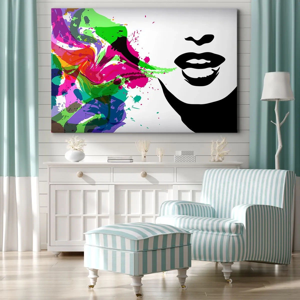 Canvastavla - Bild på duk - Berättelse i regnbågens färger - 100x70 cm