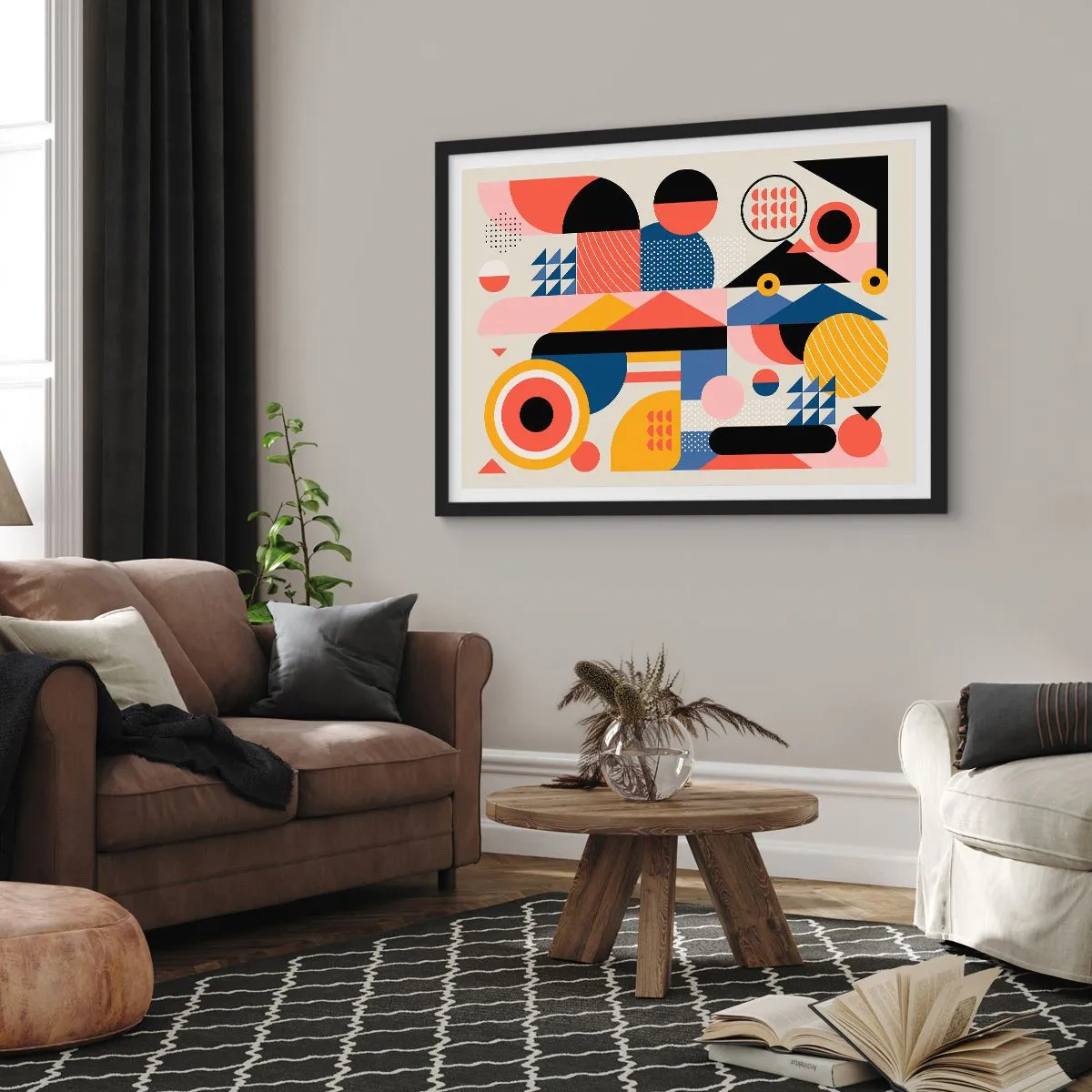 Affisch i svart ram - Komposition: Lek - 70x50 cm