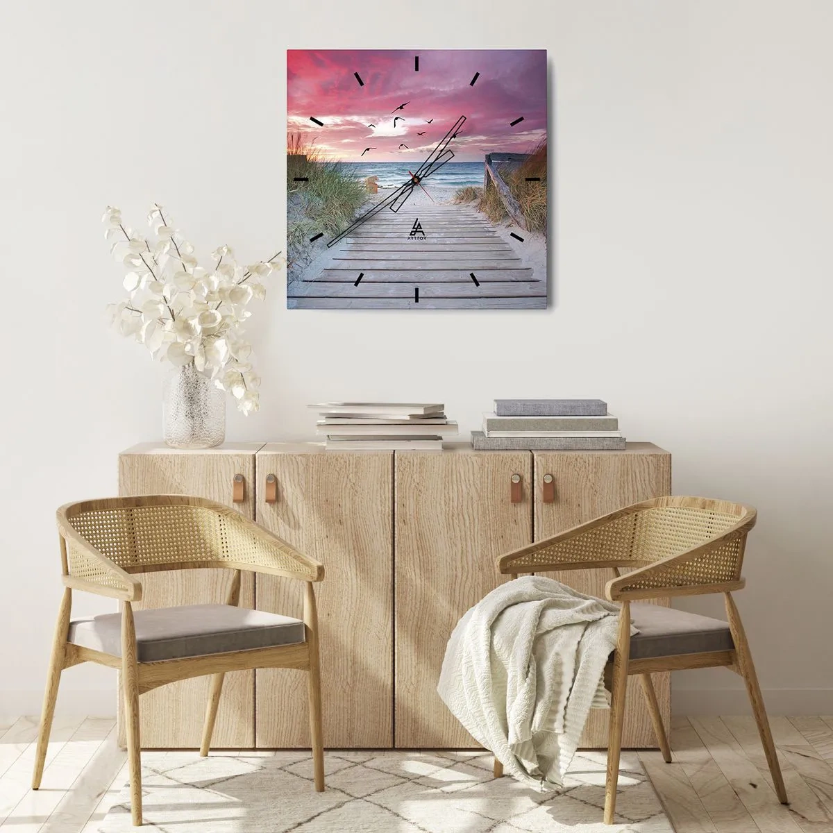 Väggklocka - Klocka på glas - Östersjöimpression - 40x40 cm