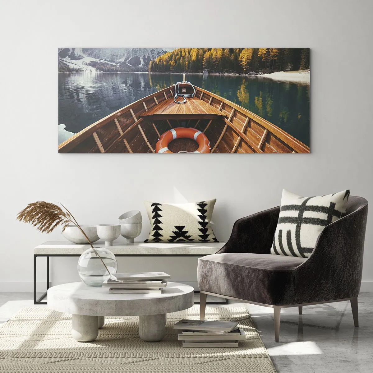Glastavla - Bild på glas - Utflykt i fjällen - 120x50 cm