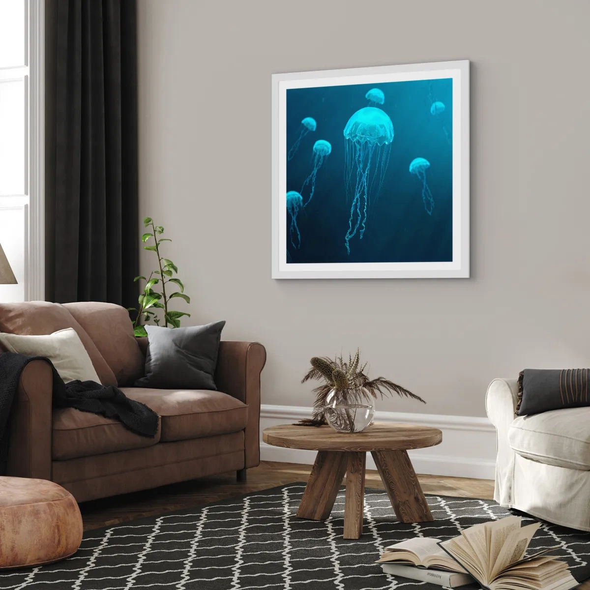 Affisch i vit ram - Havets dans - 50x50 cm