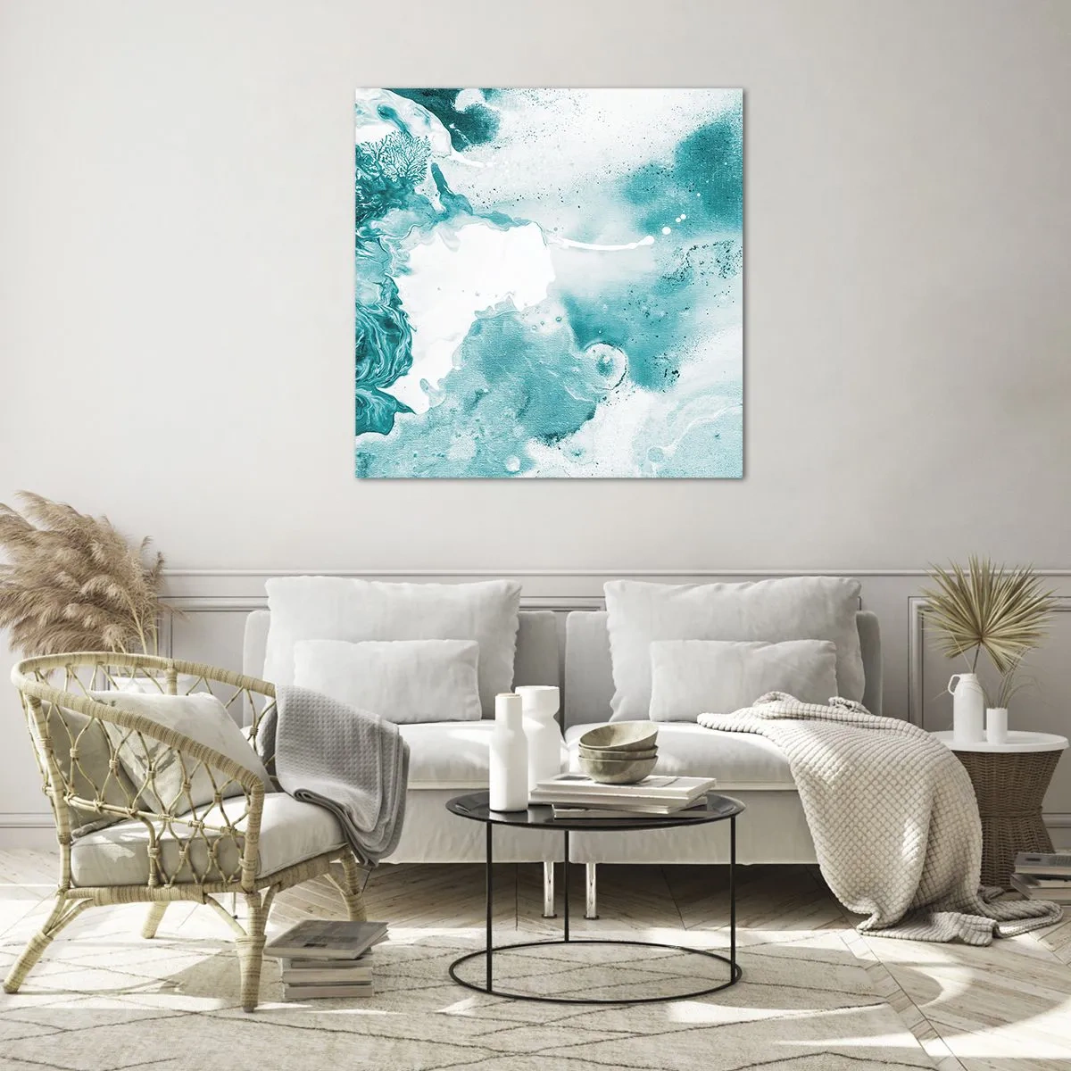 Glastavla - Bild på glas - Blåa laguner - 50x50 cm