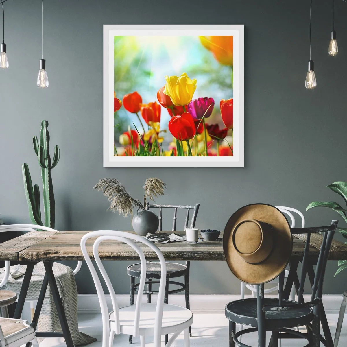 Affisch i vit ram - Solens alla färger - 50x50 cm