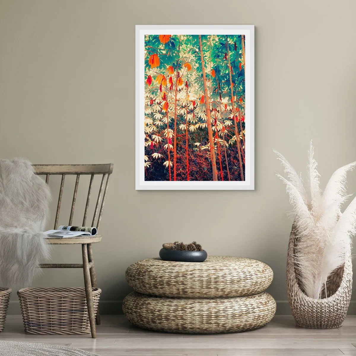 Affisch i vit ram - Lövbladens hemlighetsfulla liv - 50x70 cm