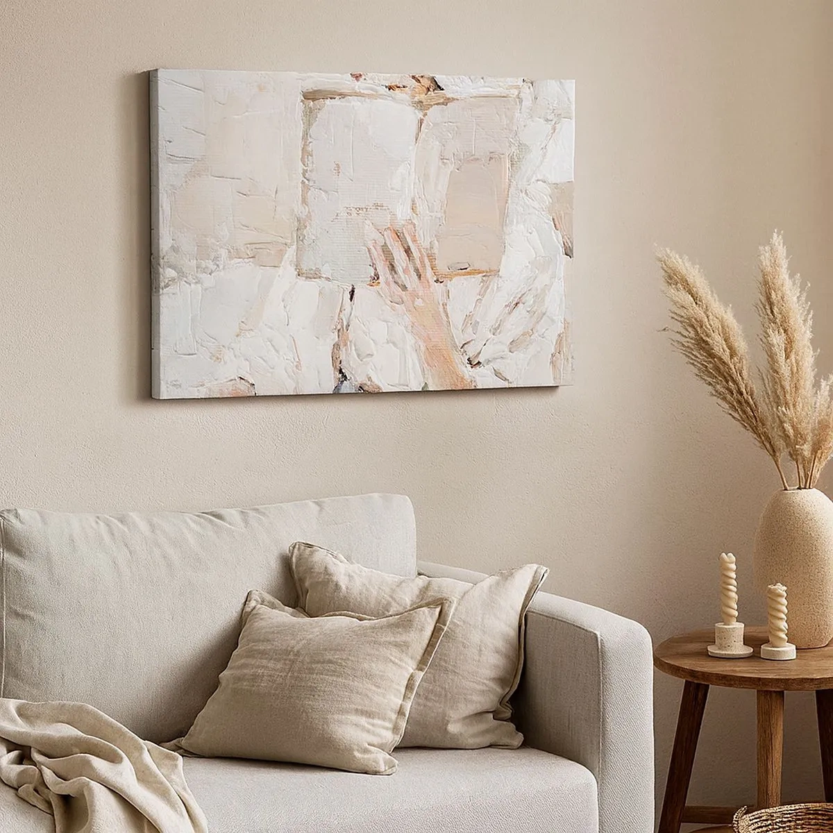 Canvastavla - Bild på duk - En impressionistisk målning av en hand som håller en öppen bok. - 70x50cm - I en annan värld - Modern väggdekoration för vardagsrum och sovrum ARTTOR