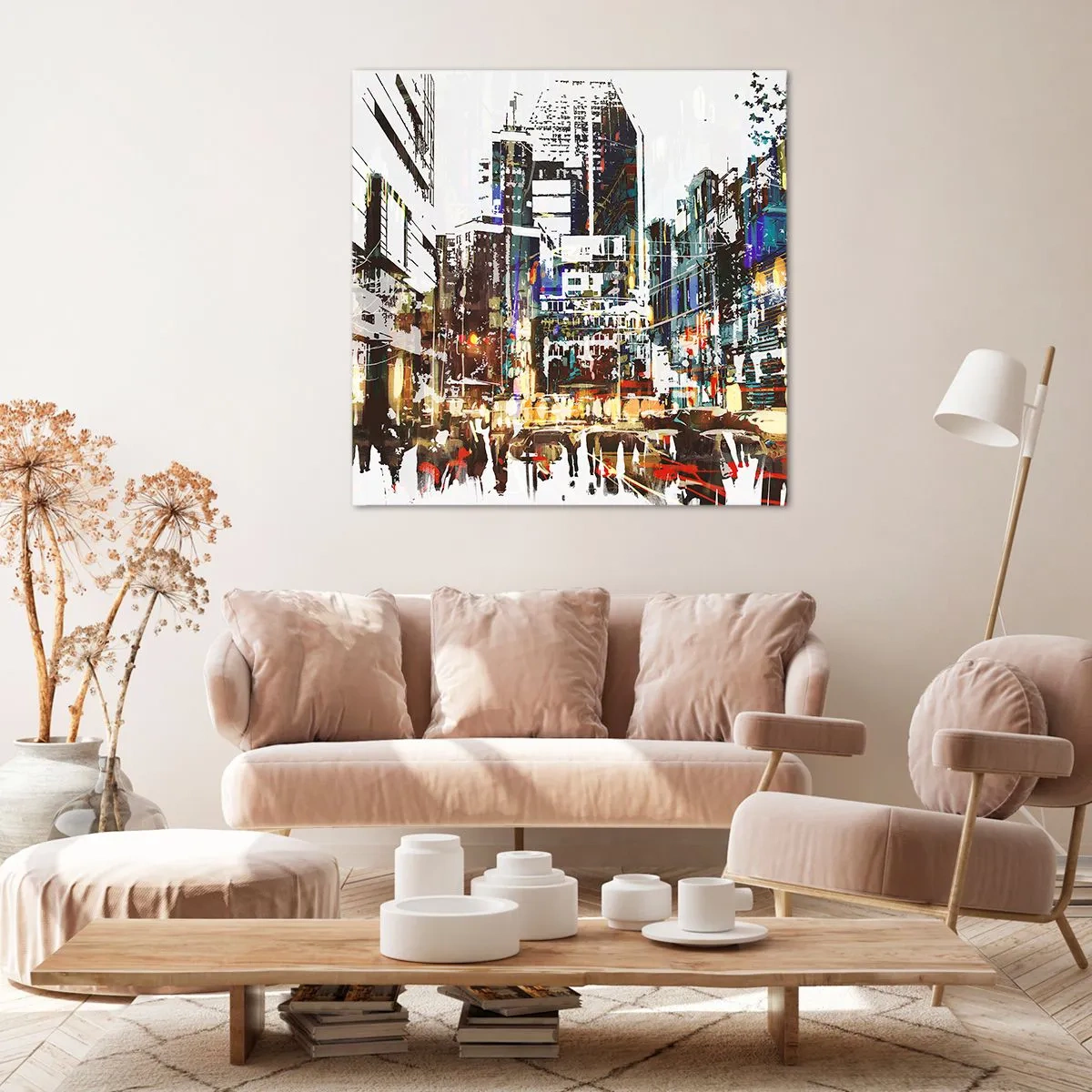 Canvastavla - Bild på duk - Blinkande stad - 50x50 cm