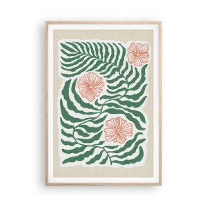 Affisch i ram av ljusek - Blommande i grönt - 70x100 cm